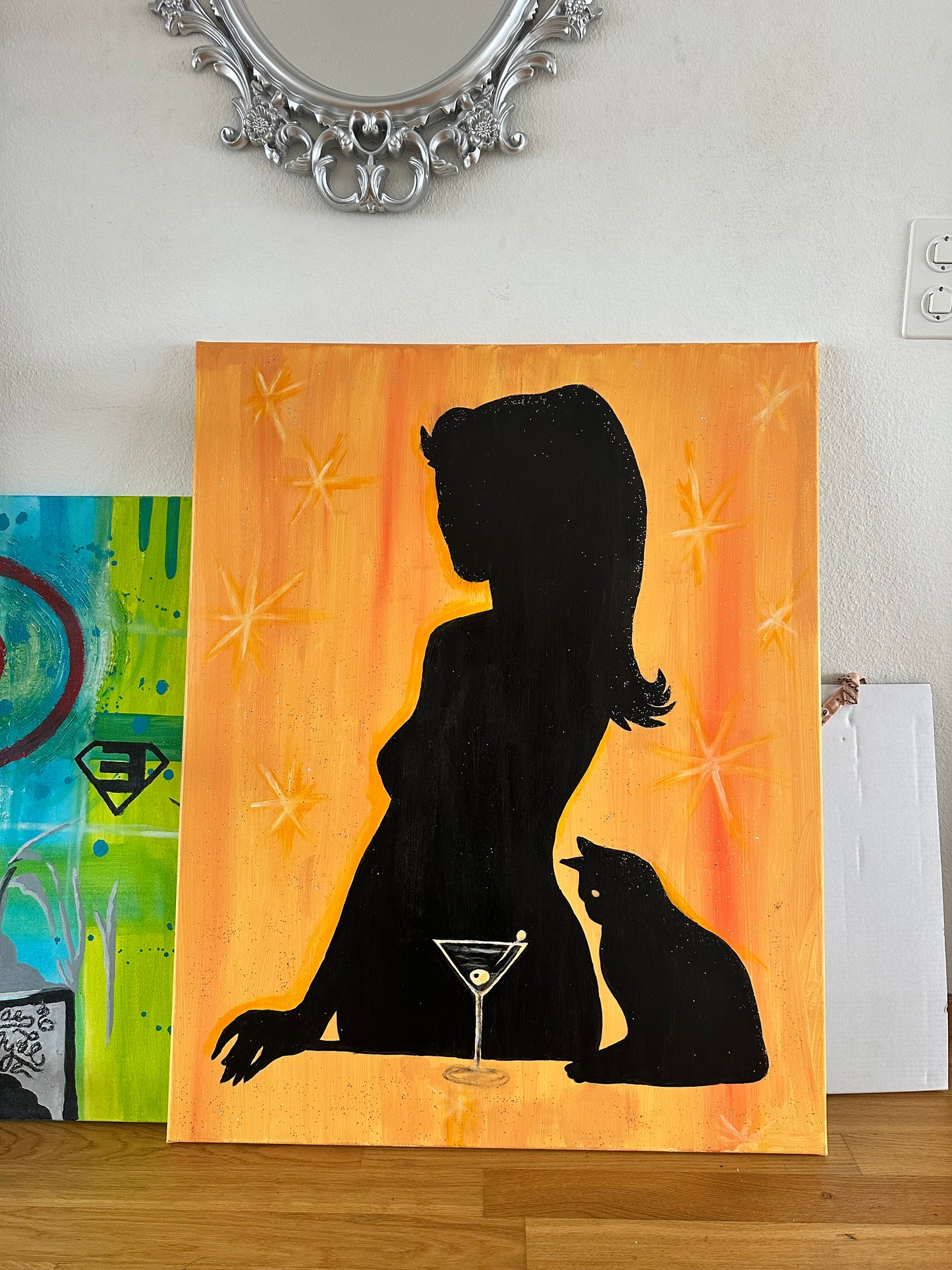 Acrylic Painting on Canvas "CAT LADY"