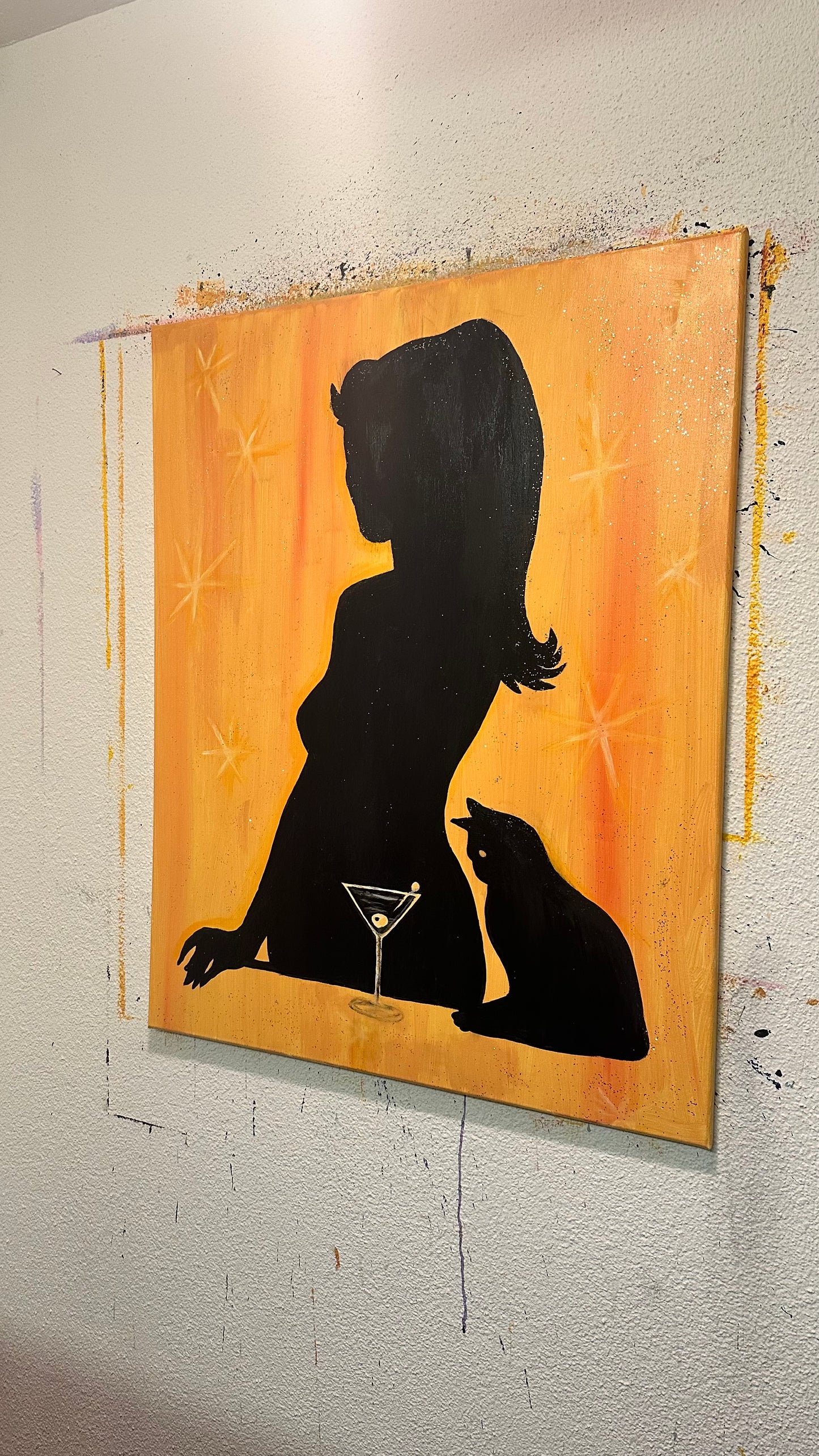 Acrylic Painting on Canvas "CAT LADY"