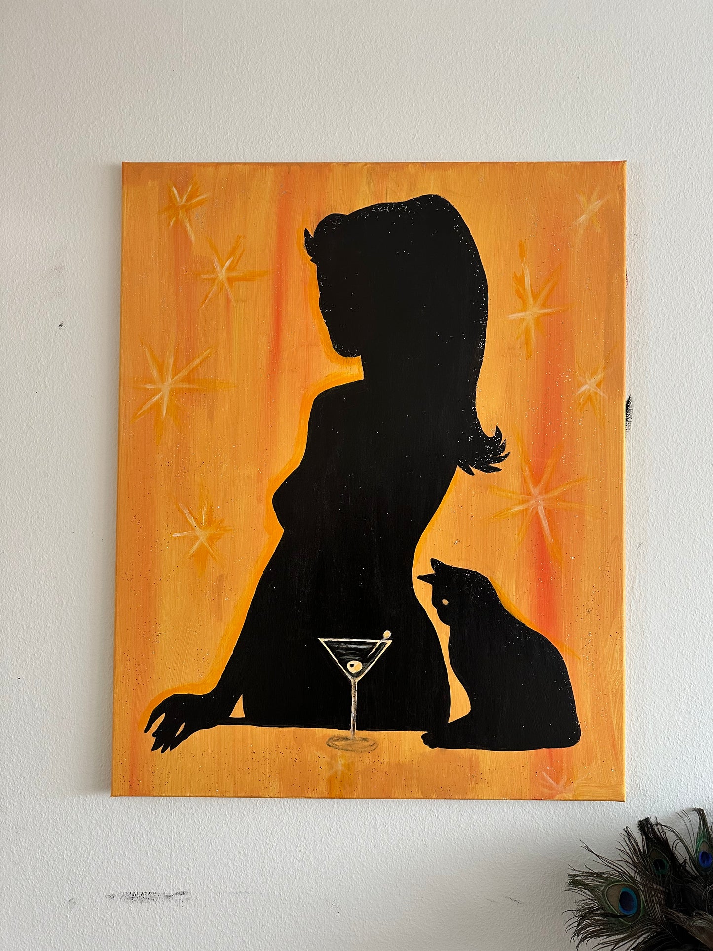 Acrylic Painting on Canvas "CAT LADY"