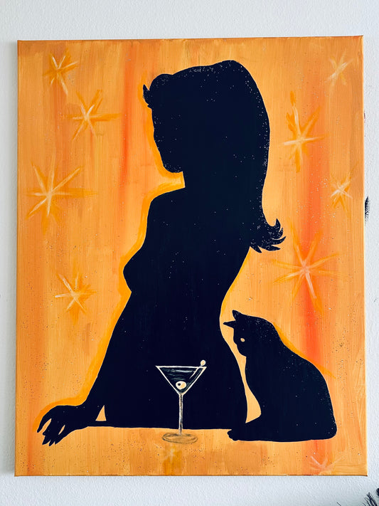 Acrylic Painting on Canvas "CAT LADY"