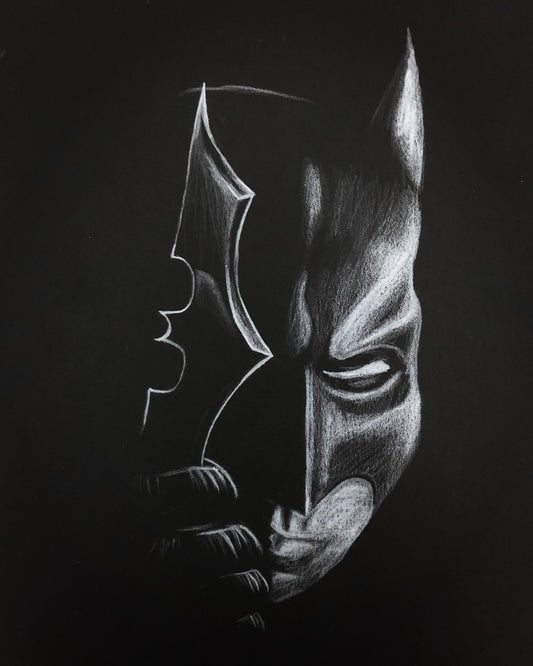 Colored pencil drawing „Badman“ (on black paper)