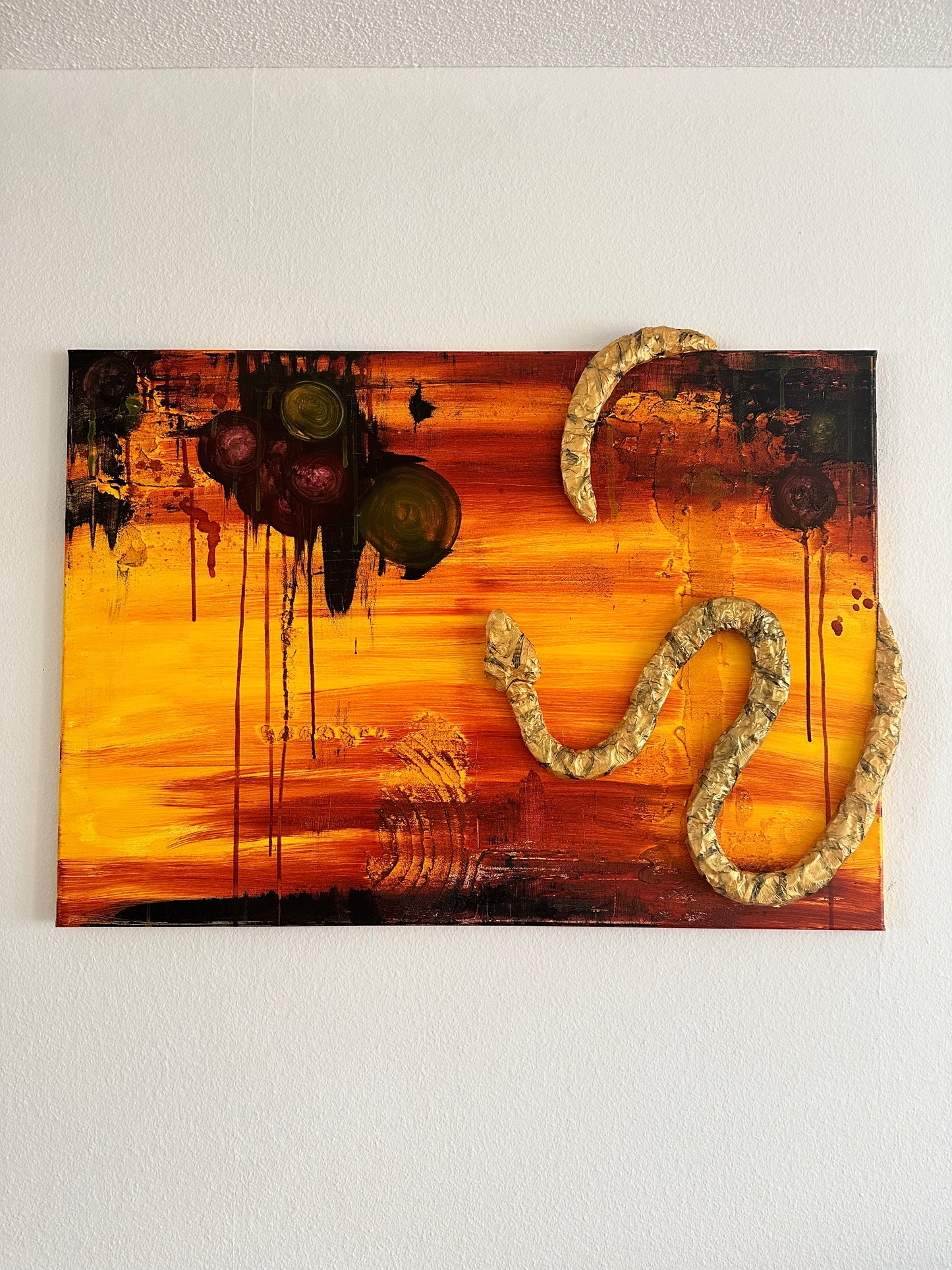 Acrylic Painting on Canvas "GOLDEN SNAKE"