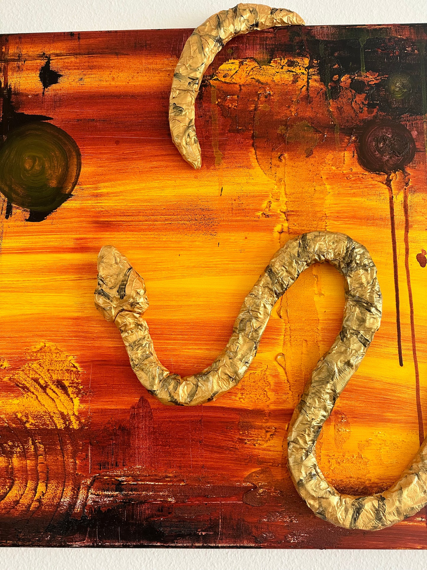 Acrylic Painting on Canvas "GOLDEN SNAKE"