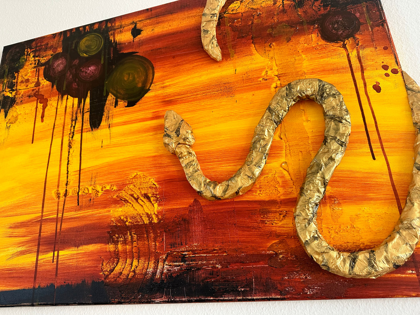 Acrylic Painting on Canvas "GOLDEN SNAKE"