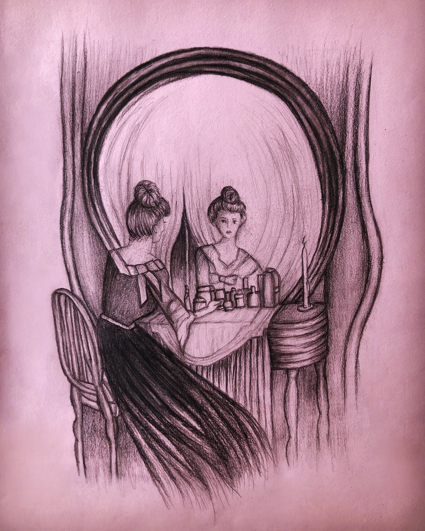 Pencil drawing „All is Vanity“ (on rose paper)