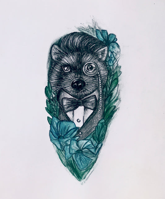 Colored pencil drawing „Handsome Raccoon“