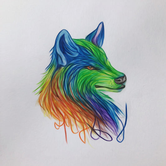 Colored pencil drawing „Wolf“