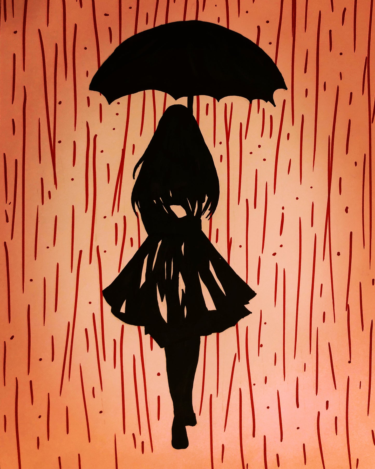 Digital PopUp Art „Raining Blood“ printed on Canvas