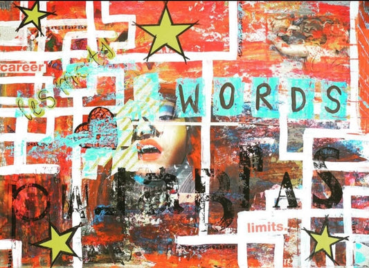 Acrylic Painting on Cardboard "Words"