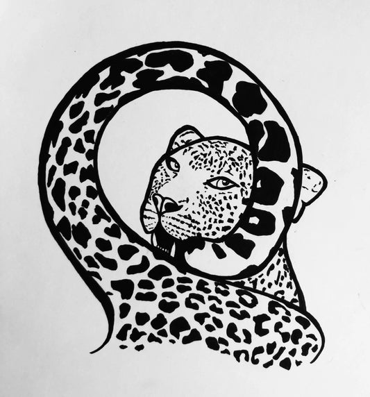 Pen drawing „Infinity Leopard“